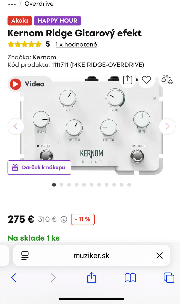 Kernom Ridge overdrive DISTORTION Fuzz midi